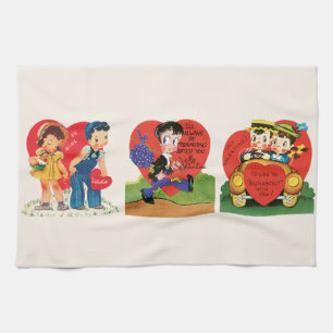 Linge De Cuisine Saint-Valentin Mignon Vintage, Kitsch Rétro des An