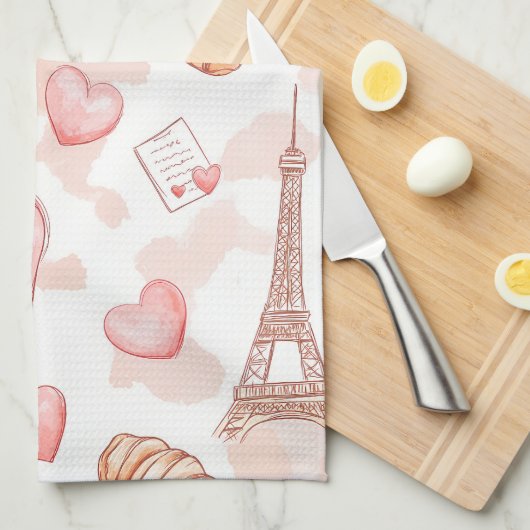 Linge De Cuisine Saint-Valentin Romance Parisienne (Quart Plié)
