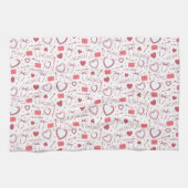 Linge De Cuisine Saint-Valentin romantique - Blanc & Rose (Horizontal)