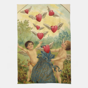 Linge De Cuisine Saint-Valentin vintage, cœurs de chérubins victori