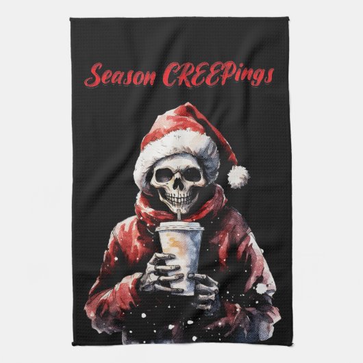 Linge De Cuisine Saison Creeping Squelette de Noël (Vertical)
