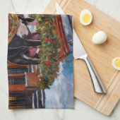 Linge De Cuisine Saison de Noël de Boston Terrier (Quart Plié)