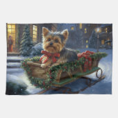 Linge De Cuisine Saison de Noël du Yorkshire Terrier (Horizontal)