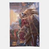 Linge De Cuisine Saison de Noël Golden Retriever (Vertical)