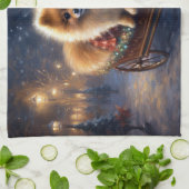 Linge De Cuisine Saison de Noël Poméranienne brossé (Plié)