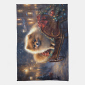 Linge De Cuisine Saison de Noël Poméranienne brossé (Vertical)