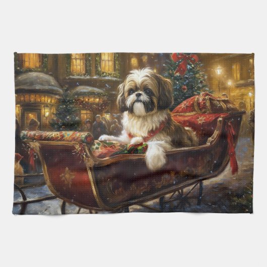 Linge De Cuisine Saison de Noël Shih Tzu (Horizontal)