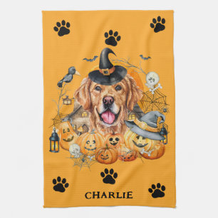 Linge De Cuisine Saison effrayante Golden Retriever Halloween Perso