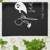 Linge De Cuisine Saison éffrayante Texte Et Fantômes Blancs Hallowe (Plié)