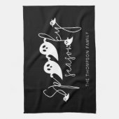 Linge De Cuisine Saison éffrayante Texte Et Fantômes Blancs Hallowe (Vertical)