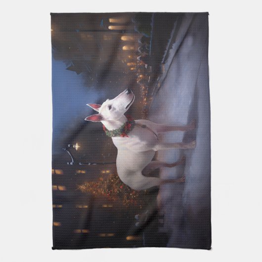 Linge De Cuisine Saison Festive de Noël Bull Terrier (Vertical)