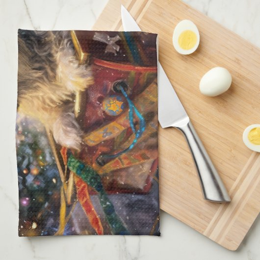 Linge De Cuisine Saison Festive de Noël de Lhasa Apso (Quart Plié)