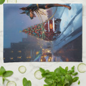 Linge De Cuisine Saison Festive de Noël Doberman (Plié)