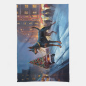 Linge De Cuisine Saison Festive de Noël Doberman (Vertical)