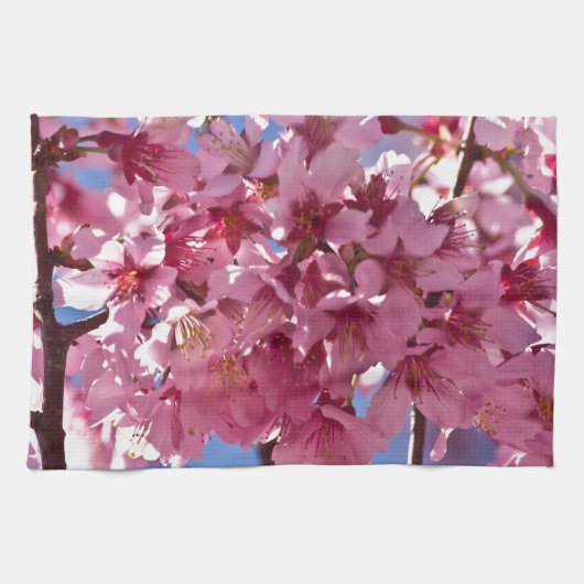 Linge De Cuisine Sakura Cherry Blossoms Red Stars (Horizontal)