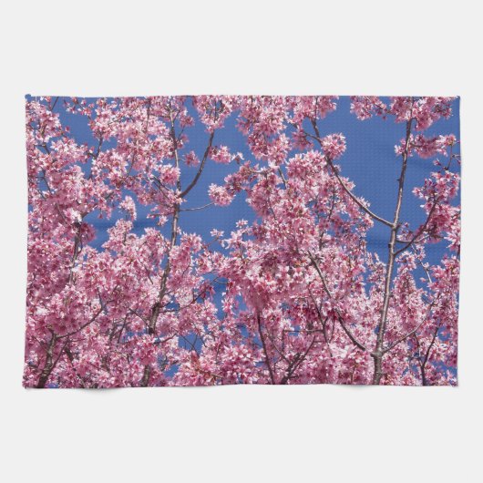 Linge De Cuisine Sakura Cherry Fleurit Dans Le Bleu (Horizontal)