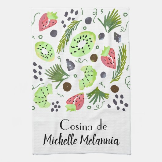 Linge De Cuisine Salade de fruits Kiwi Pastèque Illustration de ver (Vertical)