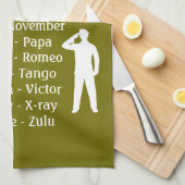 Linge De Cuisine Saluons Soldats de l'Armée Cours d'Alphabet Phonét (Quart Plié)