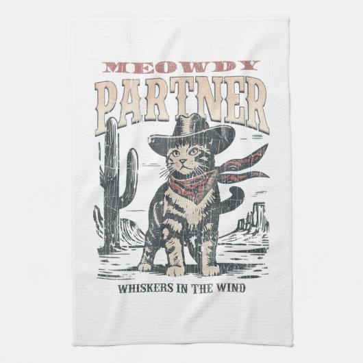 Linge De Cuisine Salut associé Cowboy Chat (Vertical)