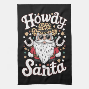 Linge De Cuisine Salut Santa Cow-boy Occidental Cadeau de Noël Rode
