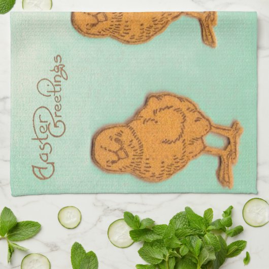 Linge De Cuisine Salutations de Pâques Chicks Vert (Plié)