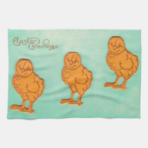 Linge De Cuisine Salutations de Pâques Chicks Vert