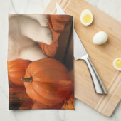 Linge De Cuisine Samoyed Chiot Automne Citrouille de plaisir (Quart Plié)