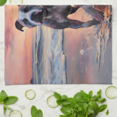 Linge De Cuisine Sandy American Staffordshire Dog on Beach Sunset (Plié)