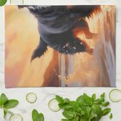 Linge De Cuisine Sandy Paws Bernese Mountain Dog on Beach Sunset (Plié)