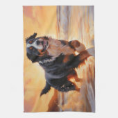 Linge De Cuisine Sandy Paws Bernese Mountain Dog on Beach Sunset (Vertical)