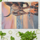 Linge De Cuisine Sandy Paws Bloodhound Dog on Beach Sunset (Plié)