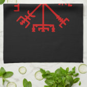 Linge De Cuisine Sang Rouge Vegvísir (Viking Compass) (Plié)