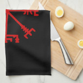 Linge De Cuisine Sang Rouge Vegvísir (Viking Compass) (Quart Plié)