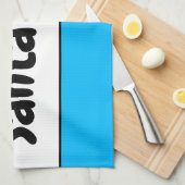 Linge De Cuisine SANTA CLAUS Fun Sky Blue White Stripes Retro Texte (Quart Plié)