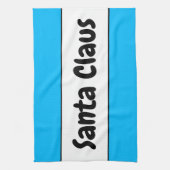 Linge De Cuisine SANTA CLAUS Fun Sky Blue White Stripes Retro Texte (Vertical)