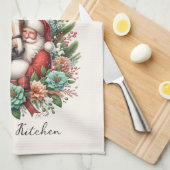 Linge De Cuisine Santa Clause Avec Cheval Noël (Quart Plié)