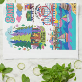 Linge De Cuisine Santa Cruz Illustrated Map Boardwalk Beach Surfing (Plié)