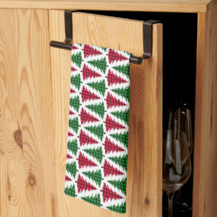 Linge De Cuisine Sapin de Noël à carreaux rouge et vert de buffle