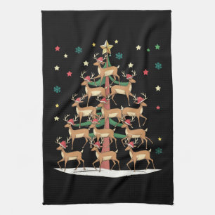 Linge De Cuisine Sapin de Noël Cerf Drôle de Vacances Renne Mignon