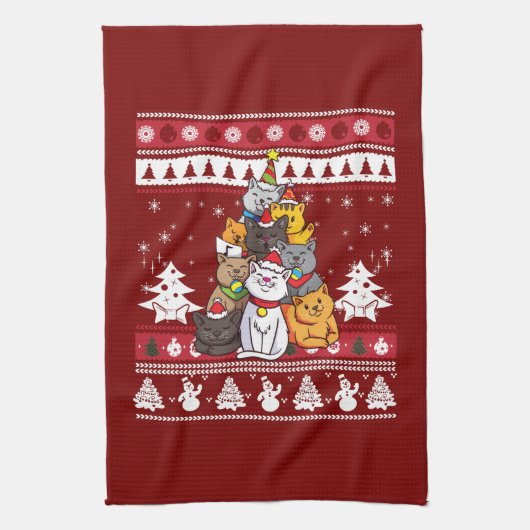 Linge De Cuisine Sapin de Noël pour Chat (Vertical)
