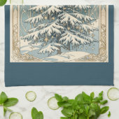 Linge De Cuisine Sapin de Noël Yule aux branches enneigées (Plié)