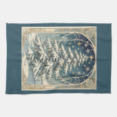 Linge De Cuisine Sapin de Noël Yule aux branches enneigées (Horizontal)