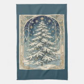 Linge De Cuisine Sapin de Noël Yule aux branches enneigées (Vertical)