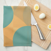 Linge De Cuisine Sarcelle, Brun clair et Orange dans un motif de st (Quart Plié)