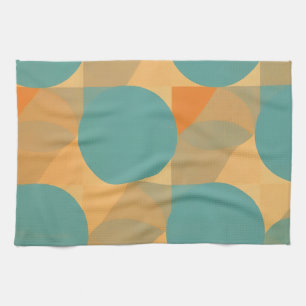 Linge De Cuisine Sarcelle, Brun clair et Orange dans un motif de st