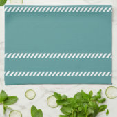 Linge De Cuisine Sarcelle et blanc (Plié)