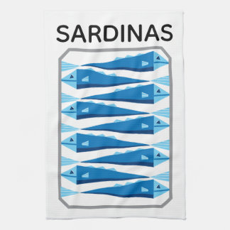 Linge De Cuisine Sardines bleu et blanc tablier de poisson