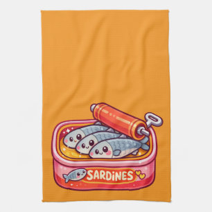 Linge De Cuisine Sardines Mignonnes Dessin Animé Poisson