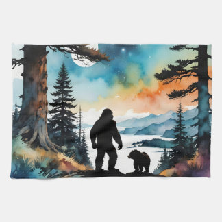 Linge De Cuisine Sasquatch et son ours en peluche 