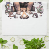 Linge De Cuisine Sasquatch tenant des fleurs (Plié)